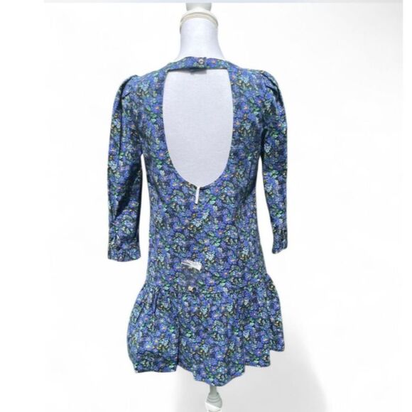 Free People Women's The Avenue Mini Dress Blue Floral Size S NWOT 97% cotton - Picture 7 of 8